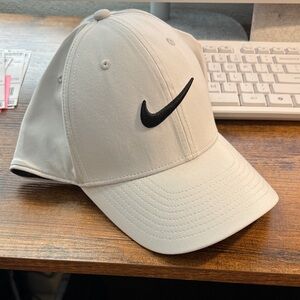 Nike Light Gray Baseball Cap with Black Swoosh Embroidery